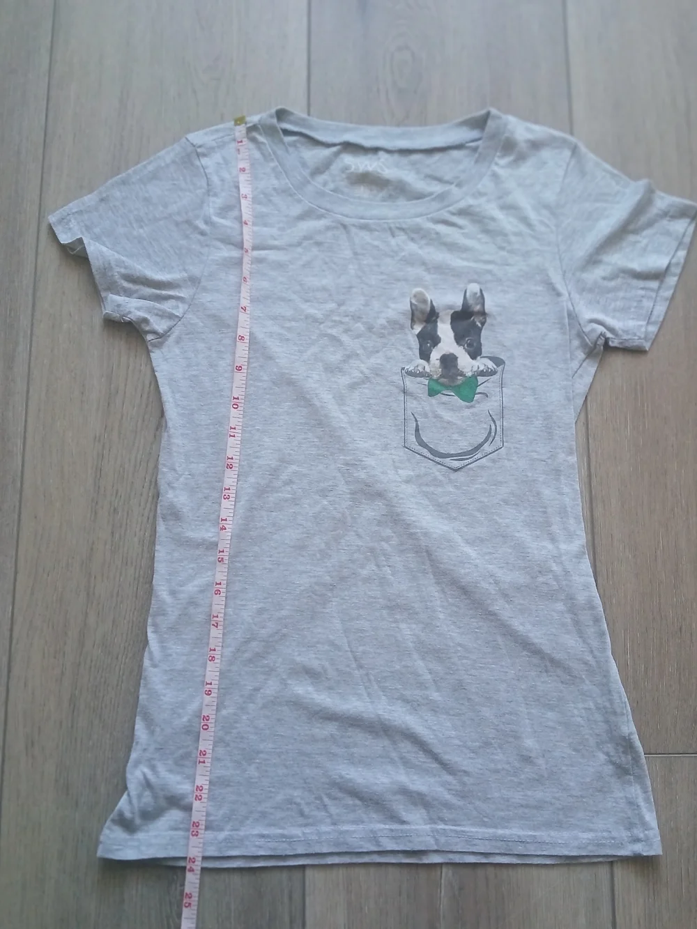 SWS Grey Graphic T-Shirt French Bulldog Pocket Print Womens Size L Casual Tee - Picture 7 of 8